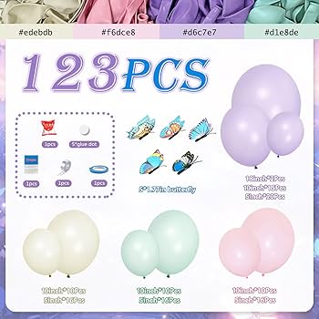 L BUTTON BUTTERFLY BOA ｜birthdaybash Amazon.com: Butterfly Balloon Arch Kit - 123Pcs Butterfly